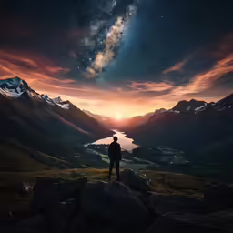 a person looks at a night sky with stars
