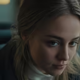 the girl is looking down and wondering what type of material on her face