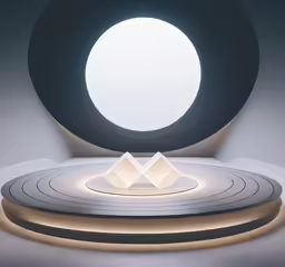 a white circle with two small objects on top