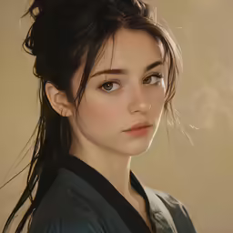 the young girl is looking at the camera