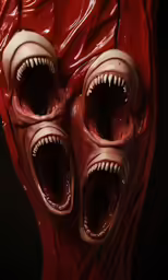 the two mouths are closed inside the red plastic