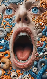 a close up photo of an open mouth