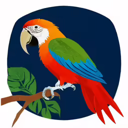 a colorful parrot sitting on a branch of a tree