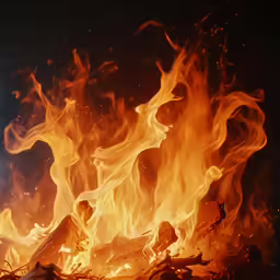 a fire with lots of flames coming out of it
