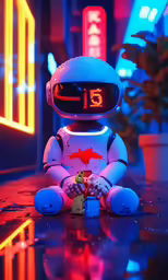 a colorful robot sitting on top of a table