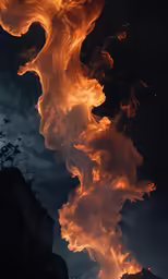 a mountain is covered in lava with a sky background