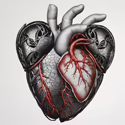 a heart with blood coming out the top and bottom