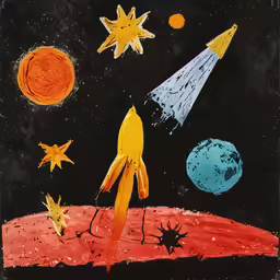 the painting is of an open space with stars