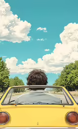 the back view of a person driving a car