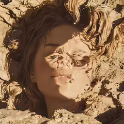 woman on a rock covered in sand near the ocean
