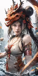 a girl in a costume with dragon wings