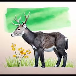 this is a drawing of a deer in the grass