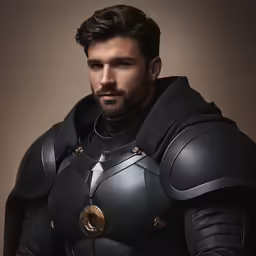 a man in armor posing for a photo