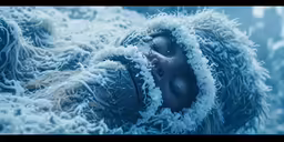 the person is covered in a blanket of snow