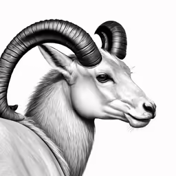 an image of a goat with big horns