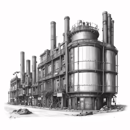 an architectural rendering of a steam turbine plant