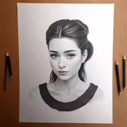 a pencil drawing of a woman with a black and white picture