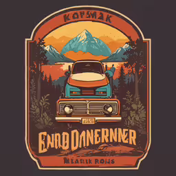 a car and trees on a dark shirt,a truck sitting in the middle of a forest under mountains