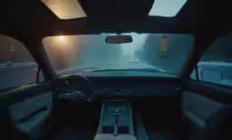 a dashboard area of an suv that is in heavy snow