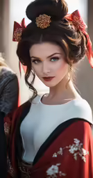 a woman with an elaborate red headband