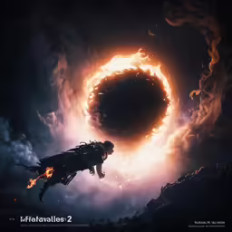 a man rides his horse past the glowing sun
