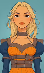 an avatar is shown as a woman with blonde hair wearing a yellow dress