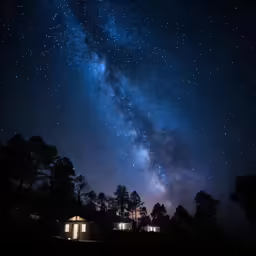 a night view with the stars and milky