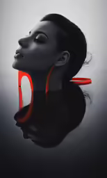 a woman is shown wearing large red earrings