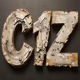 wooden letters with black paint and brown paper