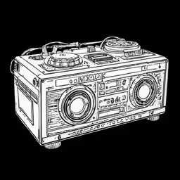 a radio player is shown in the shape of a boom box