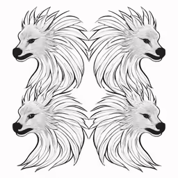 three different colored wolf heads with black and white lines
