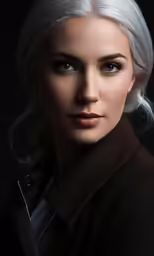 a close up shot of a person with grey hair