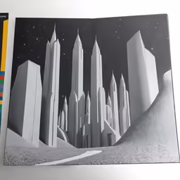 the magazine is opened to show art