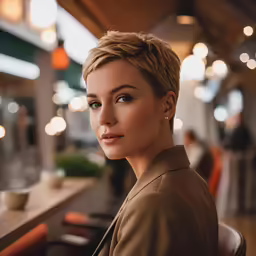 a close up of a person sitting at a table