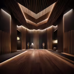 the spacious room has wooden planks on the walls