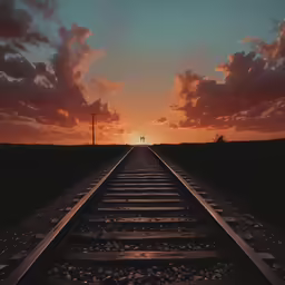 a train track stretches across a vast desert landscape