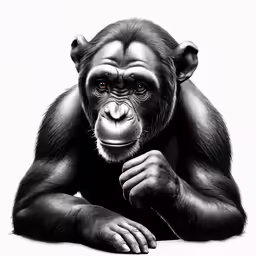 a black and white gorilla staring directly at the camera