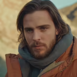 a close up of a person with a beard