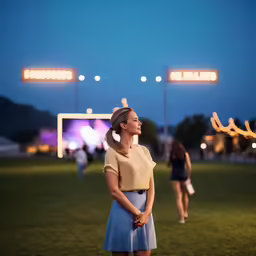 a woman in the middle of a field