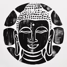 buddha - print in black and white,a black and white drawing of a buddha head