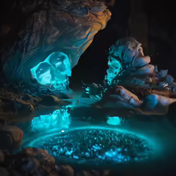 a light shows the inside of a cave