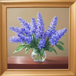 there is a picture with a vase full of flowers