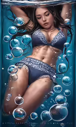 the woman in the water is floating under water
