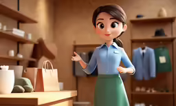 a woman in business clothes standing by her closet