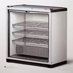 an open glass display with four shelves