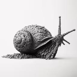 a snail toy on white background, its a very large object