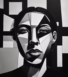 a drawing with black and white lines over the image,a woman