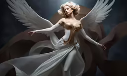 an image of a woman in white and gold outfit