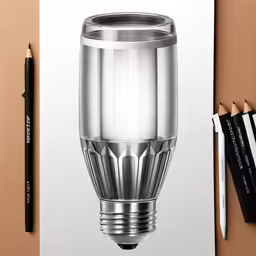 an image of a bright bulb and pencils on top of a notepad