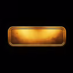 an illuminated gold plate with a metallic frame